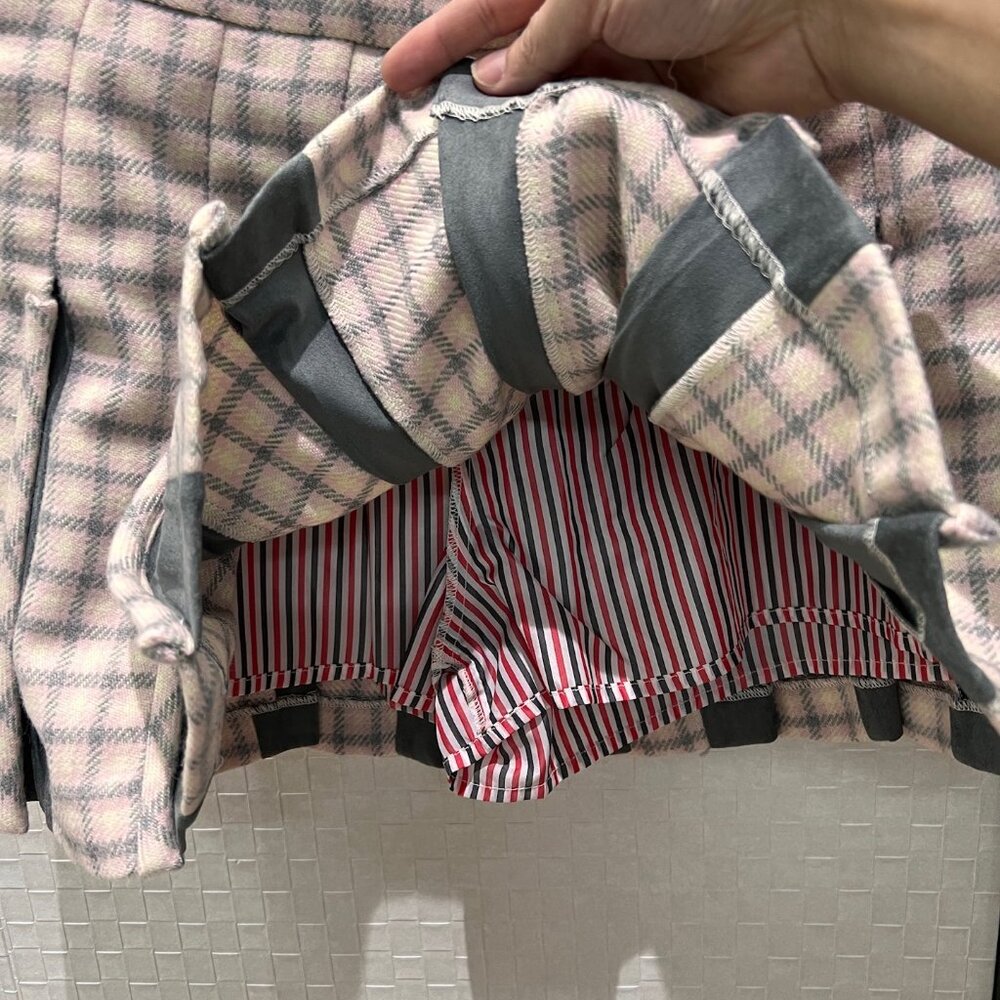 Thom Browne plaid patchwork pleated midi skirt - image 3